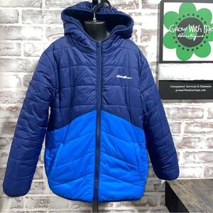 Eddie Bauer Kids Two-Tone Blue Puffer Jacket youth 10/12
